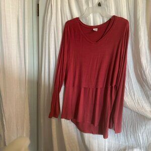 Nursing, Breastfeeding top, discreet, new, lng sleeve, Rose